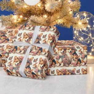 Papier Cadeau Corgi cardigan gallois Vintage