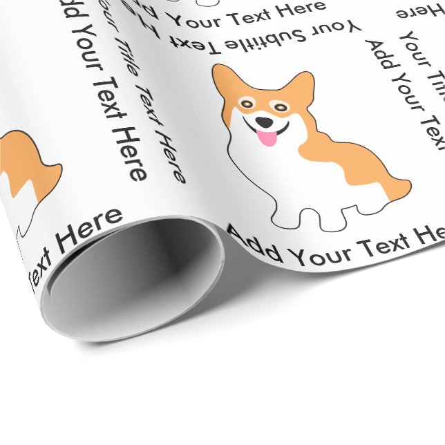 Papier Cadeau Corgi mignon dessinant - ajoutez votre propre (Coin rond)