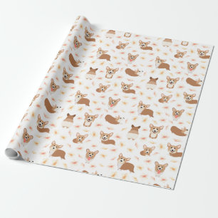 Papier Cadeau Corgi Sakura Cherry Blossom Motif