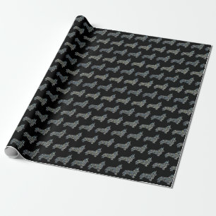 Papier Cadeau Corgi Welsh ligne Y&B noir