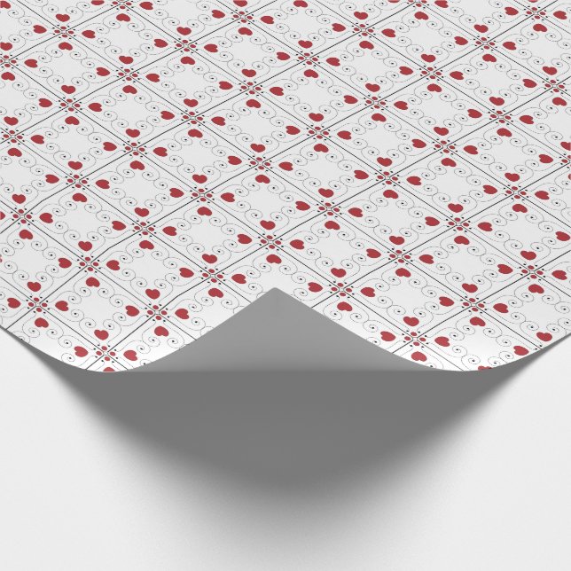 Papier Cadeau CORRESPONDANCES : Valentine Red Heart Wrapper Pape (Coin)