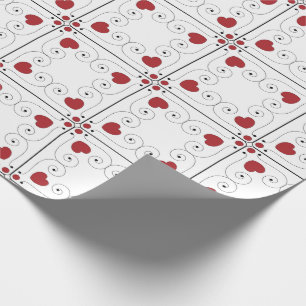 Papier Cadeau CORRESPONDANCES : Valentine Red Heart Wrapper Pape