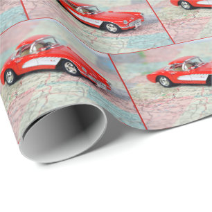 Papier Cadeau Corvette 1957 sur la carte routière