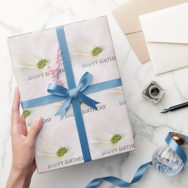 Papier Cadeau Cosmos D'Anniversaire Sur Rose Bruyant (Cadeaux)