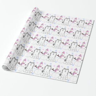 Papier Cadeau Costaud sibérien et bonhomme de neige
