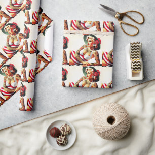 Papier Cadeau Costume de bain tatoué rétro Pin-up