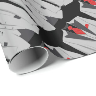 Papier Cadeau Costume gris homme et Cravate rouge