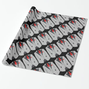Papier Cadeau Costume gris pour homme et papier à Cravate rouge