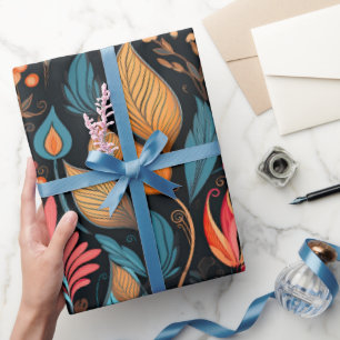 Papier Cadeau Cosy Automne Floral Print Digital Folk Art