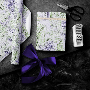 Papier Cadeau Côté Chic Grunge Violet et Vert Citron