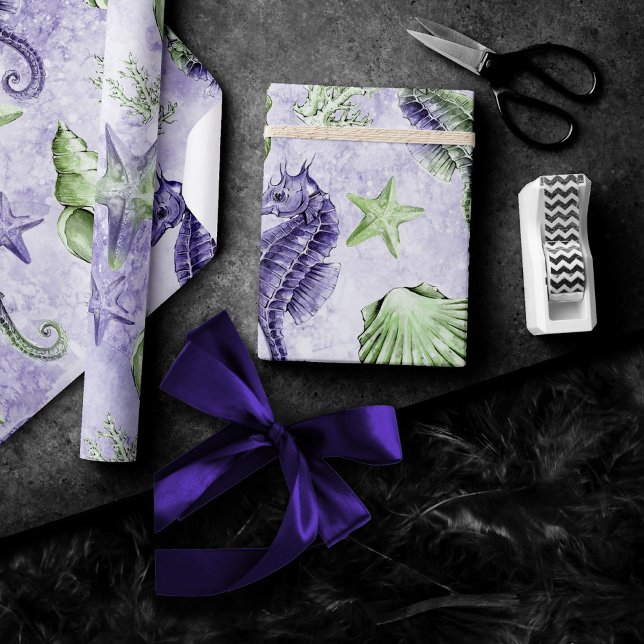 Papier Cadeau Côte Chic | Soirée Violet et Vert Citron (Créateur téléchargé)