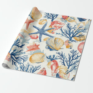 Papier Cadeau Côtière rustique - Coquillages, Starfish, Reef (10