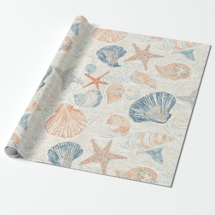 Papier Cadeau Côtière rustique - Coquillages, Starfish, Reef (25