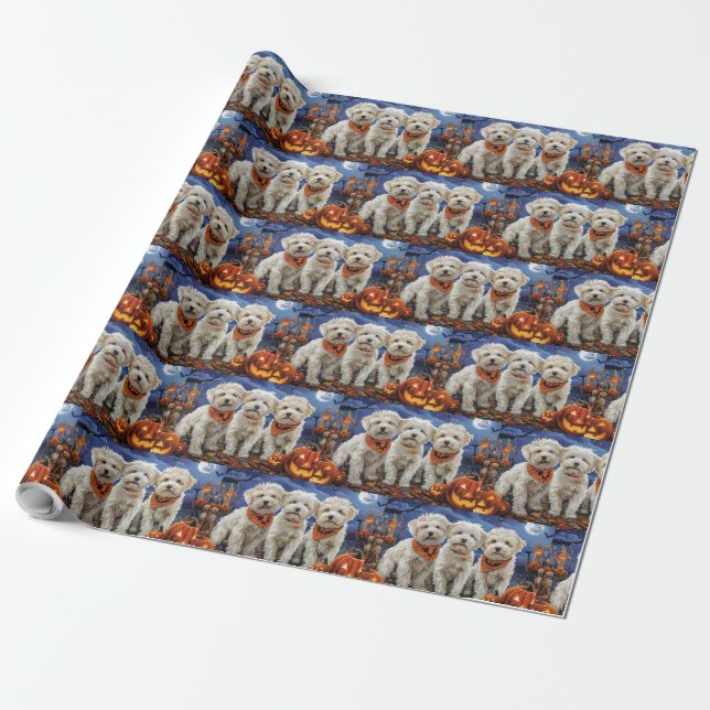 Papier Cadeau Coton De Tulear Halloween Éffrayant (Déroulé)
