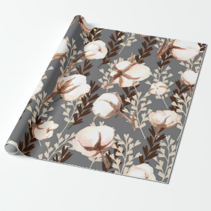 Papier Cadeau Coton Plante Motif gris