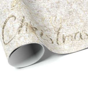 Papier Cadeau Cottage nacré de parties scintillantes d'or de