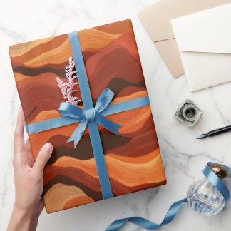 Papier Cadeau Coucher de soleil bohème orange flux rouillé motif