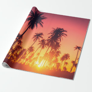 Papier Cadeau Coucher de soleil des arbres tropicaux