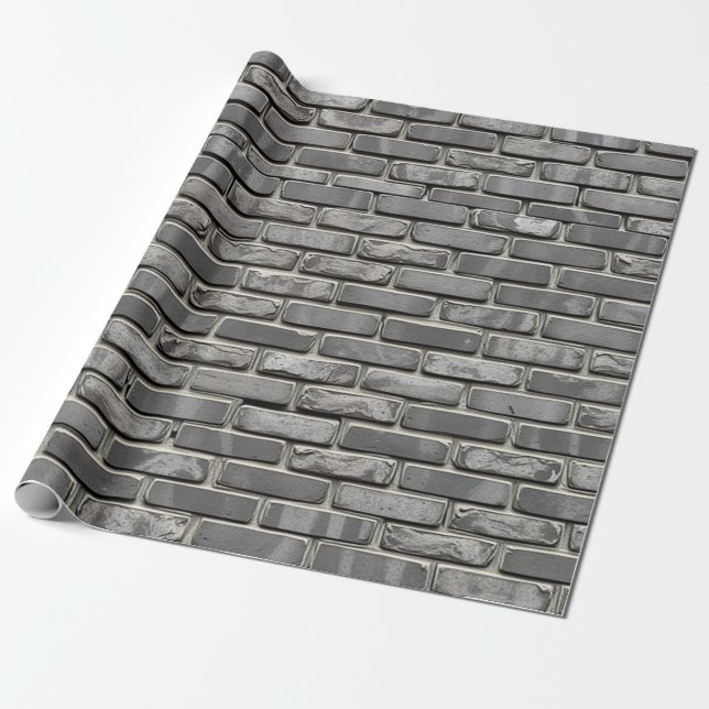 Papier Cadeau Couleur ciment gris de mur de brique (Déroulé)