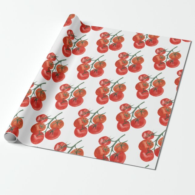 Papier Cadeau Couleur d'aquarelle cadeau tomates (Déroulé)
