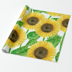 Papier Cadeau Couleur d'eau des fleurs de soleil