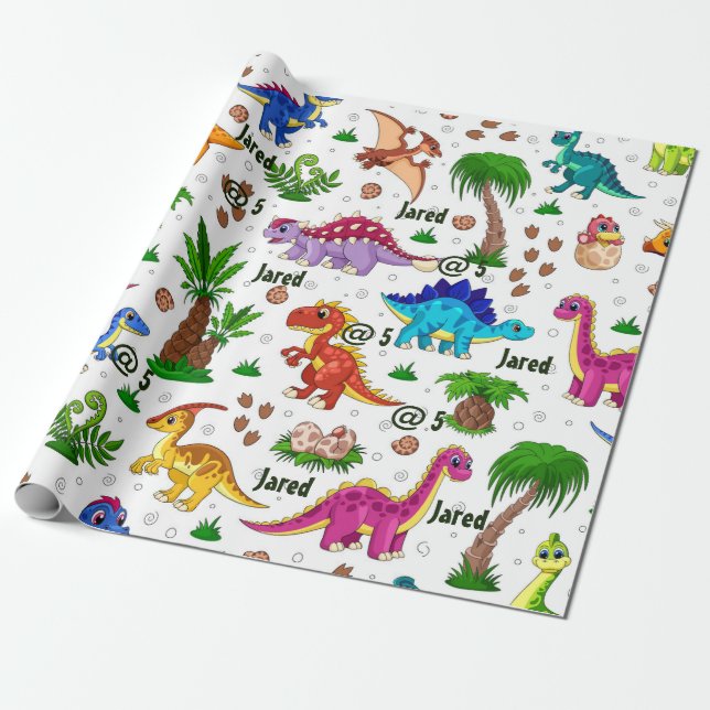 Papier Cadeau Couleur d'eau douce Personnalisée Motif d'annivers (Déroulé)