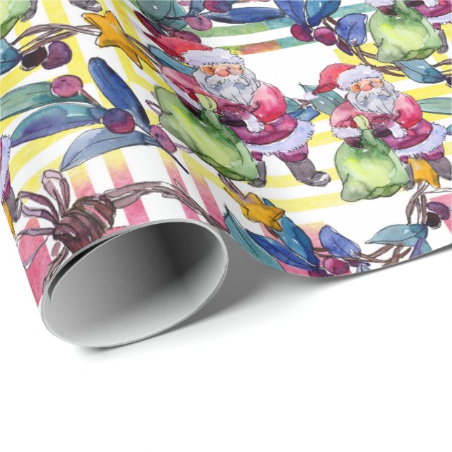 Papier Cadeau Couleur d'eau Noël Père Noël Pastel (Coin rond)