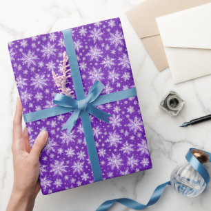 Papier Cadeau Couleur d'eau simple violet blanc d'hiver