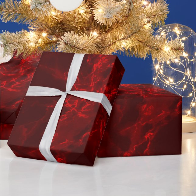 Papier Cadeau Couleur en marbre rouge foncé (Vacances)