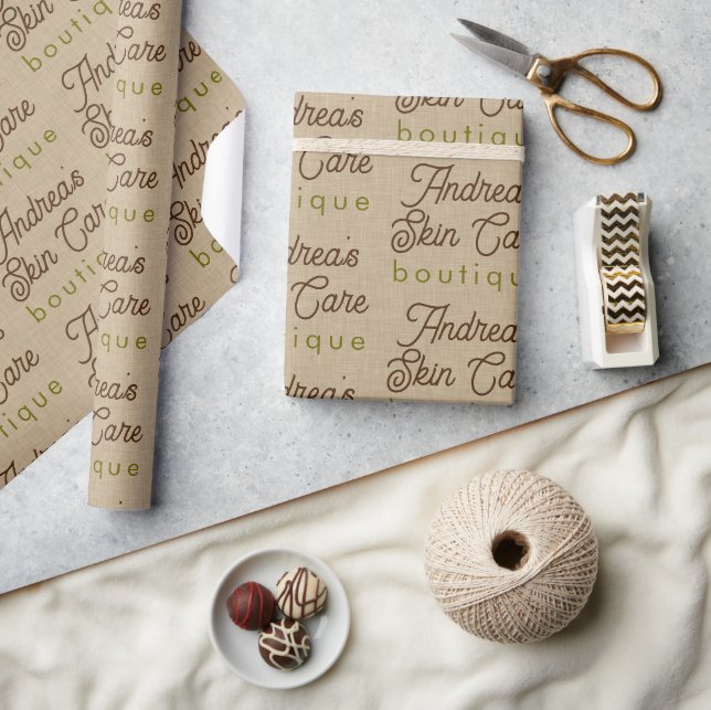 Papier Cadeau Couleur naturelle Classic Line Texture Motif texte (Artisanat)
