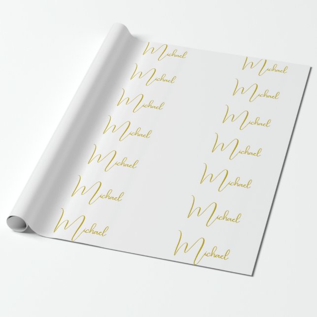 Papier Cadeau Couleur Or Élégant Design tendance Script unique (Déroulé)