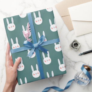 Papier Cadeau Couleur pastel de lapin blanc de couleur mignonne