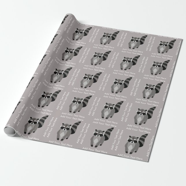 Papier Cadeau Couleur personnalisée de Little Raccoon Rascal (Déroulé)
