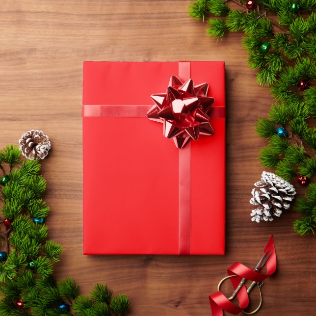 Papier Cadeau Couleur rouge de Noël brillante (Cadeau de vacances)