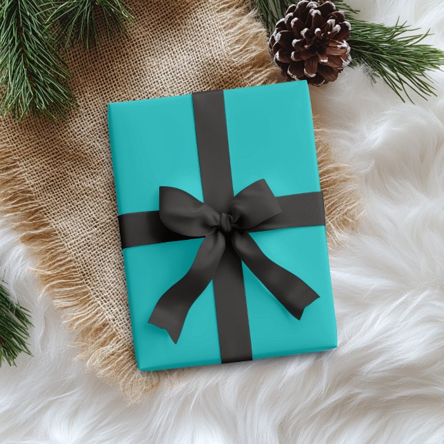 Papier Cadeau Couleur solide bleu turquoise | Classique | Élégan (Créateur téléchargé)