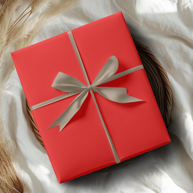 Papier Cadeau Couleur solide rouge néon | Classique | Élégant (Créateur téléchargé)