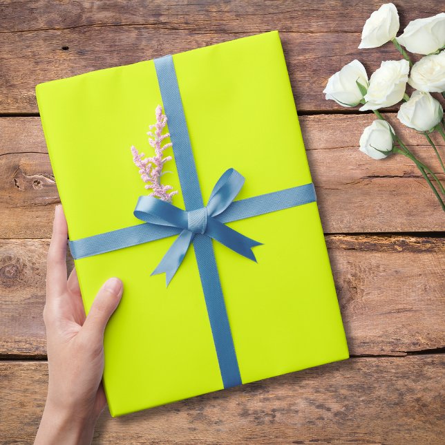 Papier Cadeau Couleur Uni Néon Chartreuse | Classique | Élégant (Créateur téléchargé)