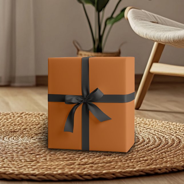 Papier Cadeau Couleur vive orange brûlée | Classique | Élégant (Créateur téléchargé)