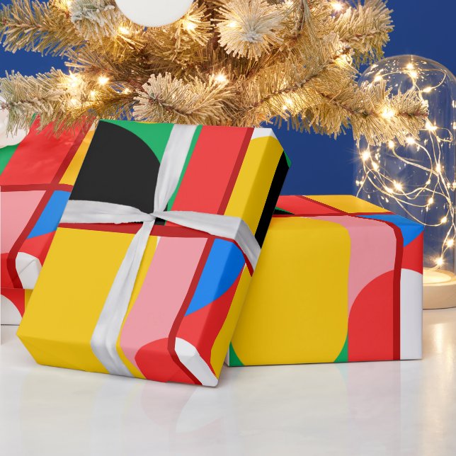 Papier Cadeau Couleurs Abstrait rouge gras Motif géométrique (Vacances)