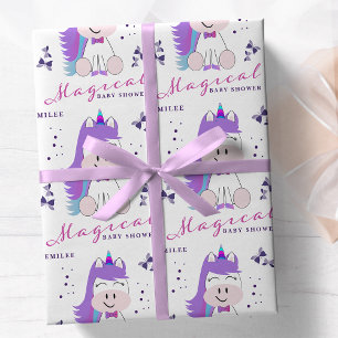 Papier Cadeau Couleurs arc-en-ciel du Baby shower Unicorn
