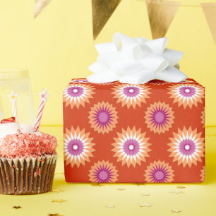 Papier Cadeau Couleurs de la fierté lesbienne / fleur d'orange