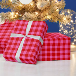 Papier Cadeau Couleurs DIY Buffalo Plaid Tartan SM SV Rouge Rose
