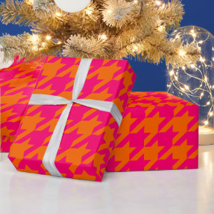 Papier Cadeau Couleurs DIY Houndstooth à carreaux SV Orange Rasp