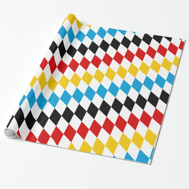 Papier Cadeau Couleurs du drapeau allemand Diamants bleus Oktobe (Déroulé)