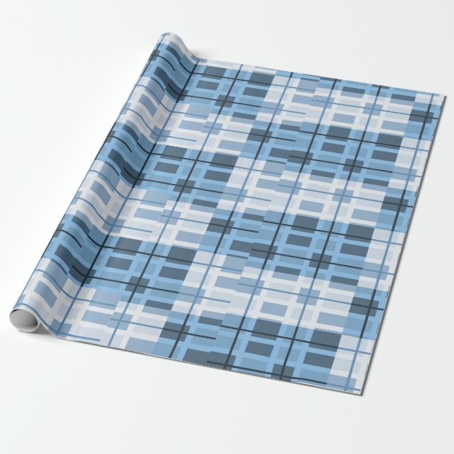 Papier Cadeau Couleurs du Motif géométrique sophistiqué bleu (Déroulé)