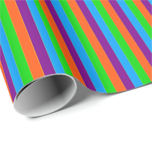 Papier Cadeau Couleurs Enfants Fous 06-Striped Enveloppement Cad