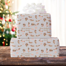 Couleurs modifiables Dachshund de Noël rose avec n