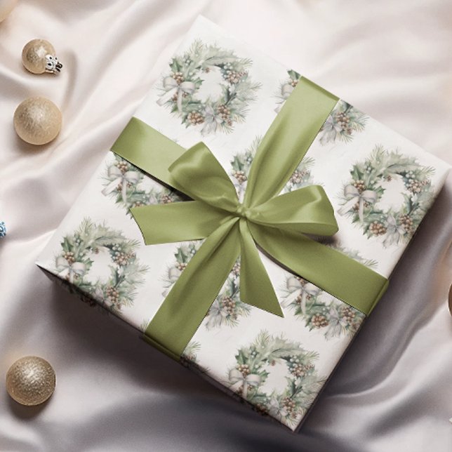 Papier Cadeau Couleurs pastel de couronnes de Noël | Papier cade (Créateur téléchargé)