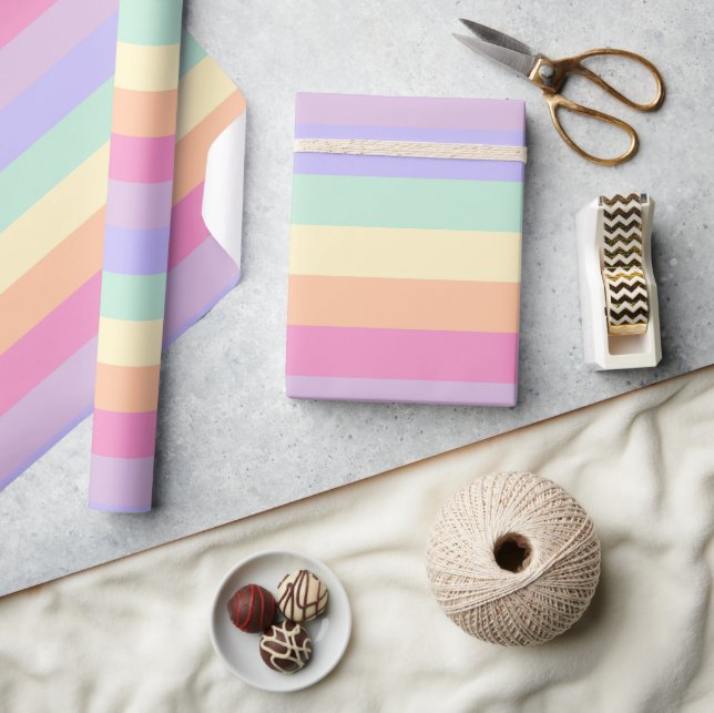 Papier Cadeau Couleurs pastel mignonnes rose jaune bleu violet r (Artisanat)