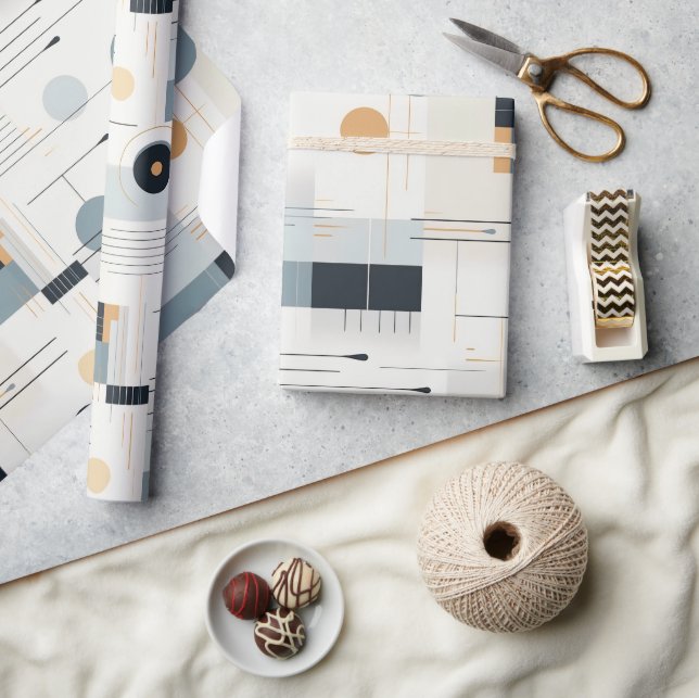 Papier Cadeau Couleurs pastel motif géométrique du milieu du siè (Artisanat)